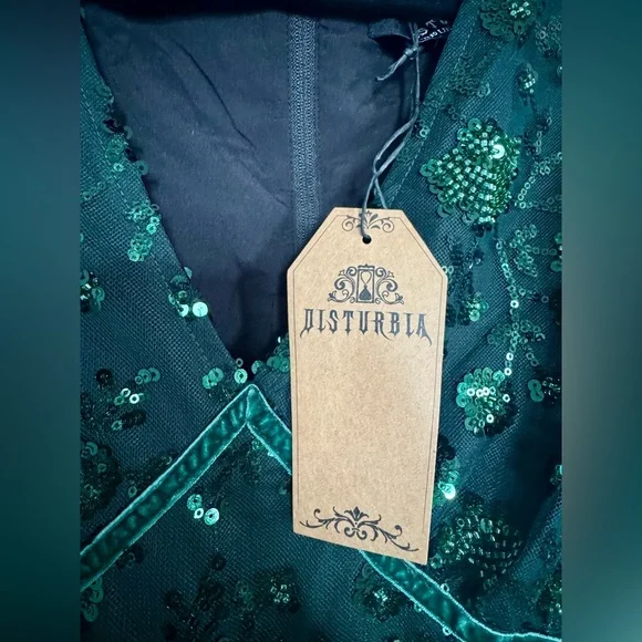 Disturbia Glimmer Embroidered Sequin Lace Angel Sleeve Midi Dress - Picture 13 of 14